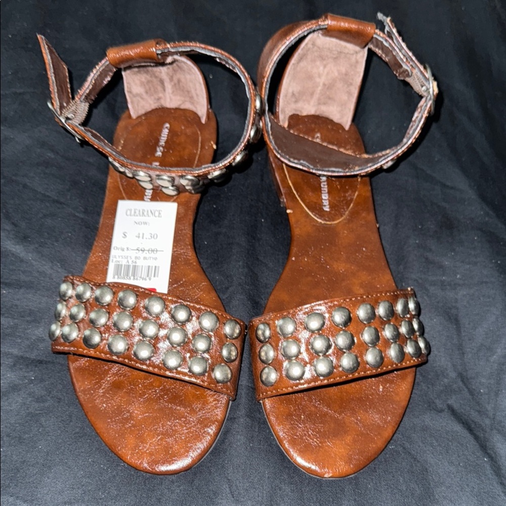 Chinese Laundry Silver Brown Sandals with Studded Design